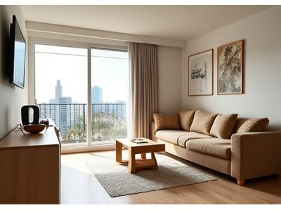 Transformed studio apartment interior with smart furniture